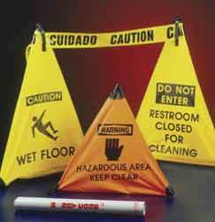 NMC - Caution - Wet Floor, 18" High, Plastic Floor Sign - POP-UP, Yellow, For Restroom, Janitorial & Housekeeping - Apex Tool & Supply
