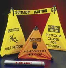 NMC - Do Not Enter - Restroom Closed for Cleaning, 18" High, Plastic Floor Sign - POP-UP, Yellow, For Restroom, Janitorial & Housekeeping - Apex Tool & Supply