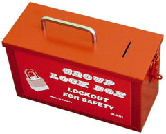 NMC - 4-1/4" Deep x 10-1/4" Wide x 6" High, Portable Group Lockout Box - Red, 1 Padlock - Apex Tool & Supply
