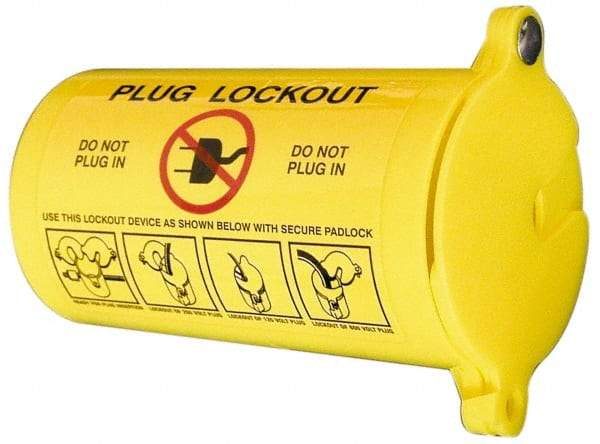NMC - Plastic Plug Lockout - 3" Plug Size, 1-1/4 Max Cord Diam, 5-1/2" Lockout Length, 1 Padlock - Apex Tool & Supply
