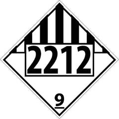 NMC - DOT - Shipping & Vehicle - 2212, 10-3/4" Wide x 10-3/4" High, Rigid Plastic Placard - Black on White, UV Resistant, Chemical Resistant, Graffiti Proof - Apex Tool & Supply