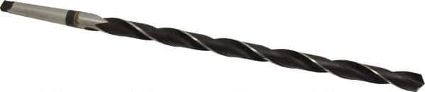 Interstate - 49/64", 2MT 118° Point High Speed Steel Taper Shank Drill Bit - Oxide Finish, 12" Flute Length, 18" OAL, Spiral Flute, Series 502 - Apex Tool & Supply
