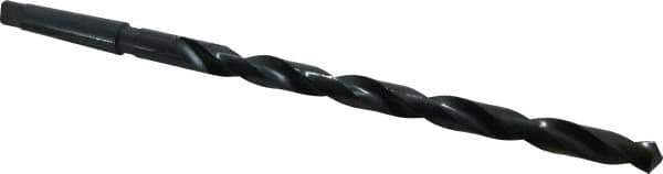 Interstate - 55/64", 3MT 118° Point High Speed Steel Taper Shank Drill Bit - Oxide Finish, 12" Flute Length, 18" OAL, Spiral Flute, Series 502 - Apex Tool & Supply