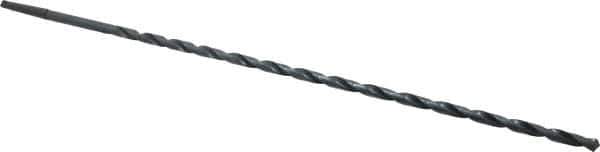 Interstate - 7/16", 1MT 118° Point High Speed Steel Taper Shank Drill Bit - Oxide Finish, 17" Flute Length, 24" OAL, Spiral Flute, Series 502 - Apex Tool & Supply