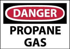 NMC - Hazardous Materials Label, Header: DANGER - Legend: Danger - Propane Gas, English, Red, Black & White, 5" Long x 3" High, Sign Muscle Finish - Apex Tool & Supply