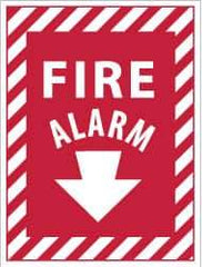 NMC - Fire Alarm, Pressure Sensitive Vinyl Fire Sign - 9" Wide x 12" High - Apex Tool & Supply