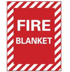 NMC - Fire Blanket, Pressure Sensitive Vinyl Fire Sign - 9" Wide x 12" High - Apex Tool & Supply