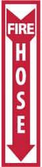 NMC - Fire Hose, Pressure Sensitive Vinyl Fire Sign - 4" Wide x 18" High - Apex Tool & Supply