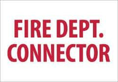 NMC - Fire Dept. Connector, Pressure Sensitive Vinyl Fire Sign - 10" Wide x 7" High - Apex Tool & Supply