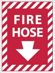 NMC - Fire Hose, Plastic Fire Sign - 9" Wide x 12" High - Apex Tool & Supply