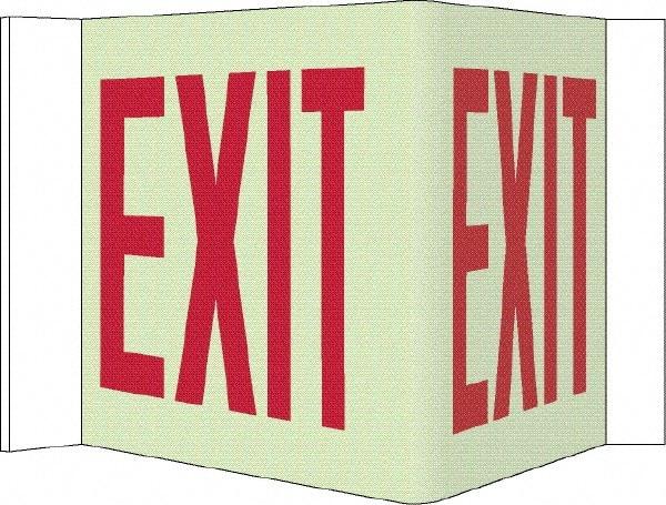 NMC - Exit, Acrylic Exit Sign - 14-1/2" Wide x 8" High, Glow-in-the-Dark - Apex Tool & Supply
