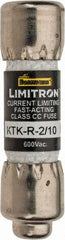 Cooper Bussmann - 600 VAC, 0.2 Amp, Fast-Acting General Purpose Fuse - Fuse Holder Mount, 1-1/2" OAL, 200 at AC (RMS) kA Rating, 13/32" Diam - Apex Tool & Supply