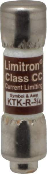 Cooper Bussmann - 600 VAC, 0.75 Amp, Fast-Acting General Purpose Fuse - Fuse Holder Mount, 1-1/2" OAL, 200 at AC (RMS) kA Rating, 13/32" Diam - Apex Tool & Supply