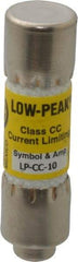 Cooper Bussmann - 150 VDC, 600 VAC, 10 Amp, Time Delay General Purpose Fuse - Fuse Holder Mount, 1-1/2" OAL, 20 at DC, 200 at AC (RMS) kA Rating, 13/32" Diam - Apex Tool & Supply