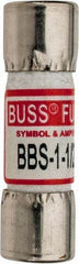 Cooper Bussmann - 600 VAC, 1.5 Amp, Fast-Acting General Purpose Fuse - Fuse Holder Mount, 1-3/8" OAL, 10 at AC kA Rating, 13/32" Diam - Apex Tool & Supply