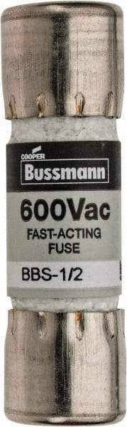 Cooper Bussmann - 600 VAC, 0.5 Amp, Fast-Acting General Purpose Fuse - Fuse Holder Mount, 1-3/8" OAL, 10 at AC kA Rating, 13/32" Diam - Apex Tool & Supply