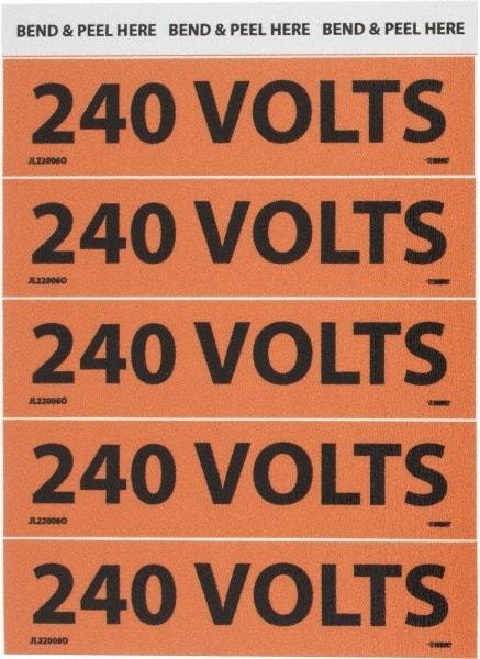 NMC - Electrical Markers Label - Legend: 240 Volts, English, Black & Orange, 4-1/2" Long x 1-1/8" High, Sign Muscle Finish - Apex Tool & Supply