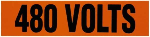 NMC - Electrical Markers Label - Legend: 600 Volts, English, Black & Orange, 4-1/2" Long x 1-1/8" High, Sign Muscle Finish - Apex Tool & Supply
