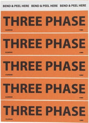 NMC - Electrical Markers Label - Legend: Three Phase, English, Black & Orange, 4-1/2" Long x 1-1/8" High, Sign Muscle Finish - Apex Tool & Supply