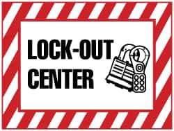 NMC - "Lock-Out Center", 7" Long x 10" Wide, Rigid Plastic Safety Sign - Rectangle, 0.05" Thick, Use for Accident Prevention - Apex Tool & Supply