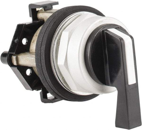 Eaton Cutler-Hammer - 30-1/2mm Mount Hole, 2 Position, Lever Operated, Selector Switch Only - Black, Maintained (MA) - Momentary (MO), Nonilluminated, Oil and Watertight - Apex Tool & Supply