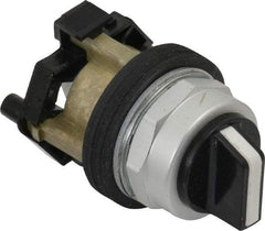 Eaton Cutler-Hammer - 30-1/2mm Mount Hole, 3 Position, Knob Operated, Selector Switch Only - Black, Maintained (MA) - Maintained (MA) - Momentary (MO), Nonilluminated, Oil and Watertight - Apex Tool & Supply