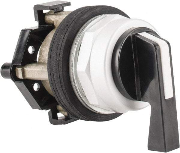 Eaton Cutler-Hammer - 30-1/2mm Mount Hole, 3 Position, Lever Operated, Selector Switch Only - Black, Maintained (MA) - Maintained (MA) - Momentary (MO), Nonilluminated, Oil and Watertight - Apex Tool & Supply