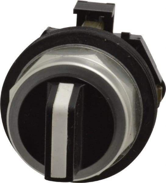 Eaton Cutler-Hammer - 30-1/2mm Mount Hole, 3 Position, Knob Operated, Selector Switch Only - Black, Momentary (MO) - Maintained (MA) - Momentary (MO), Nonilluminated, Oil and Watertight - Apex Tool & Supply