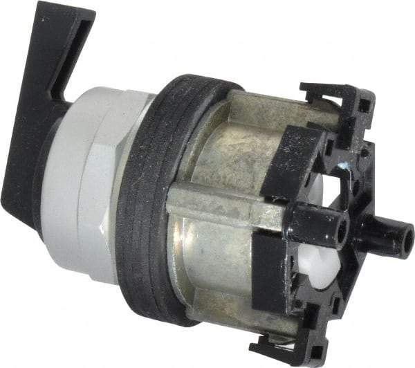 Eaton Cutler-Hammer - 30-1/2mm Mount Hole, 3 Position, Lever Operated, Selector Switch Only - Black, Momentary (MO) - Maintained (MA) - Momentary (MO), Nonilluminated, Oil and Watertight - Apex Tool & Supply