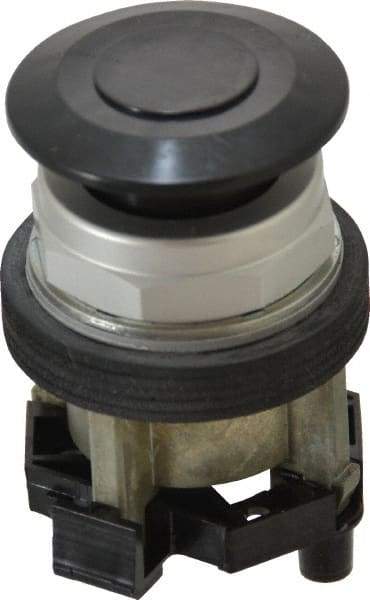 Eaton Cutler-Hammer - 30-1/2mm Mount Hole, Extended Mushroom Head, Pushbutton Switch Only - Round, Black Pushbutton, Nonilluminated, Maintained (MA), Corrosion Resistant, Oiltight and Watertight - Apex Tool & Supply