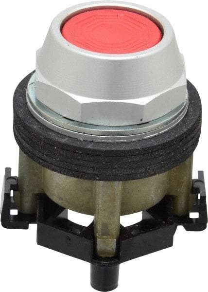 Eaton Cutler-Hammer - 30-1/2mm Mount Hole, Flush, Pushbutton Switch Only - Round, Red Pushbutton, Nonilluminated, Momentary (MO), Corrosion Resistant, Oiltight and Watertight - Apex Tool & Supply
