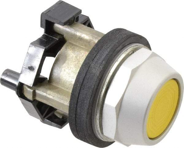 Eaton Cutler-Hammer - 30-1/2mm Mount Hole, Flush, Pushbutton Switch - Yellow Pushbutton, Nonilluminated, Momentary (MO) - Apex Tool & Supply