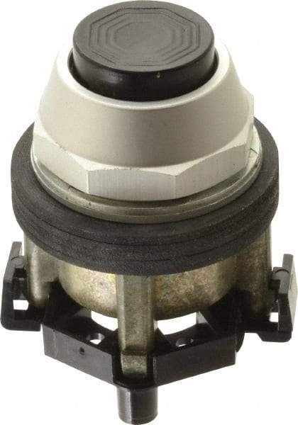 Eaton Cutler-Hammer - 30-1/2mm Mount Hole, Extended Straight, Pushbutton Switch Only - Round, Black Pushbutton, Nonilluminated, Momentary (MO), Corrosion Resistant, Oiltight and Watertight - Apex Tool & Supply