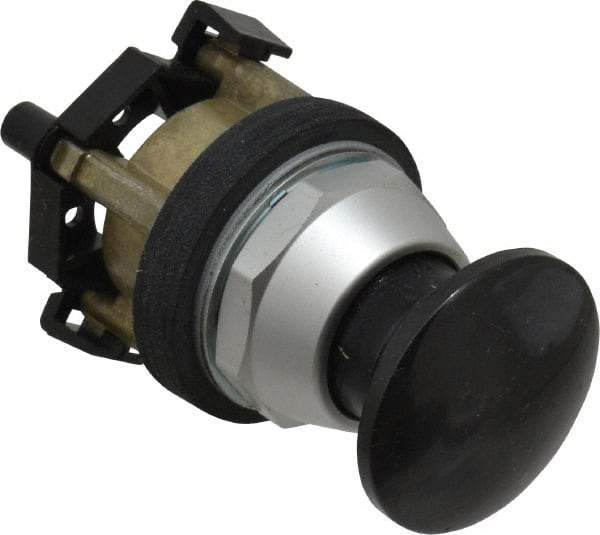 Eaton Cutler-Hammer - 30.5mm Mount Hole, 3035mm Extended Mushroom Head, Pushbutton Switch Only - Round, Black Pushbutton, Nonilluminated, Momentary (MO), Corrosion Resistant, Oiltight & Watertight - Apex Tool & Supply