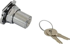 Eaton Cutler-Hammer - 30-1/2mm Mount Hole, 2 Position, Key Operated, Selector Switch Only - Silver, Momentary (MO) - Apex Tool & Supply