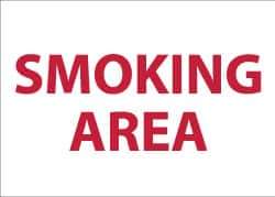 NMC - "Smoking Area", 10" Long x 14" Wide, Pressure-Sensitive Vinyl Safety Sign - Rectangle, 0.004" Thick, Use for Smoking Regulations - Apex Tool & Supply