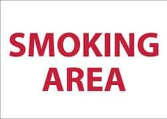 NMC - "Smoking Area", 10" Long x 14" Wide, Pressure-Sensitive Vinyl Safety Sign - Rectangle, 0.004" Thick, Use for Smoking Regulations - Apex Tool & Supply
