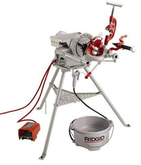 Ridgid - 1/8 to 2 Inch Pipe, 38 RPM Spindle Speed, 1/2 hp, Pipe Threading Machine - Heavy Duty Forward, Off, Reverse with Integral Foot Switch Motor Control, Model 341 Reamer, 115 Volts - Apex Tool & Supply
