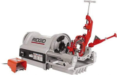 Ridgid - 1/4 to 4 Inch Pipe, 36 RPM Spindle Speed, 1-1/2 hp, Pipe Threading Machine - Heavy Duty Rotary Forward, Off, Reverse with Integral Foot Switch Motor Control, Model 744 Reamer, 120 Volts - Apex Tool & Supply