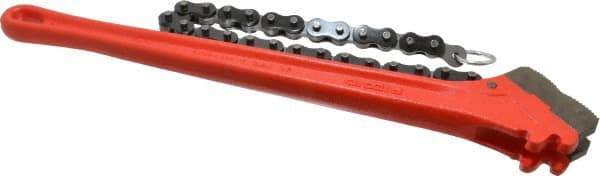 Ridgid - 2-1/2" Max Pipe Capacity, 20-1/4" Long, Chain Wrench - 5" Actual OD, 18" Handle Length - Apex Tool & Supply