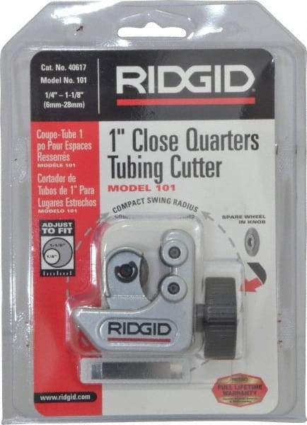 Ridgid - 1/4" to 1-1/8" Pipe Capacity, Mini Tube Cutter - Cuts Copper, Aluminum, Brass, Plastic - Apex Tool & Supply