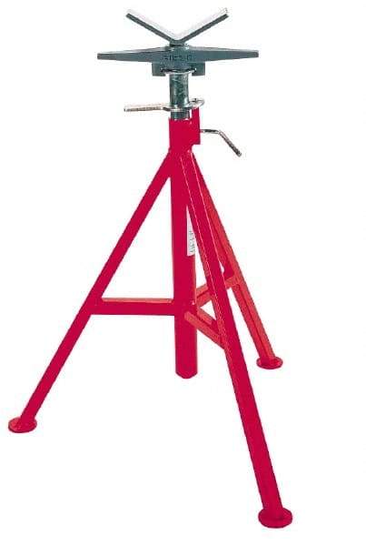Ridgid - 12" Pipe Capacity, Adjustable Pipe Stand with V-Head - 28" to 53" High, 2,500 Lb Capacity - Apex Tool & Supply
