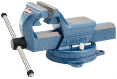 Ridgid - 6" Jaw Width x 8-1/2" Jaw Opening Capacity, 4-1/2" Throat Depth, Bench & Pipe Combination Vise - 0, 1/2 to 4" Pipe Capacity, Swivel Base, Bolt Down Attachment, Steel - Apex Tool & Supply
