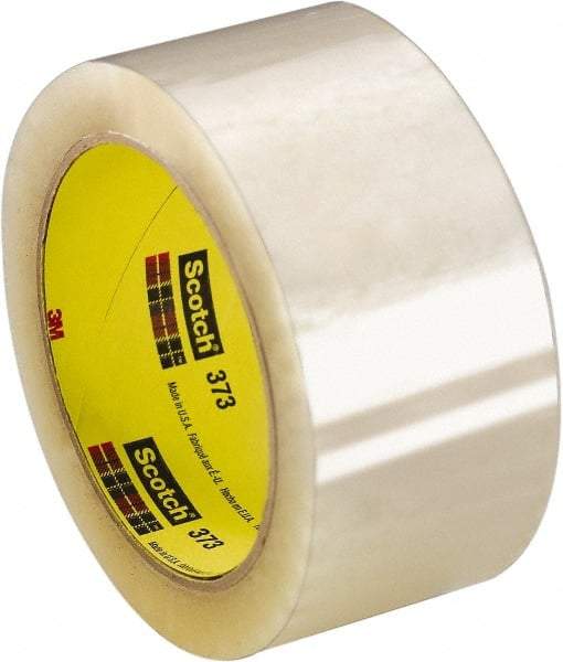3M - 3" x 110 Yd Clear Rubber Adhesive Sealing Tape - Polypropylene Film Backing, 2.5 mil Thick, 60 Lb Tensile Strength, Series 373 - Apex Tool & Supply