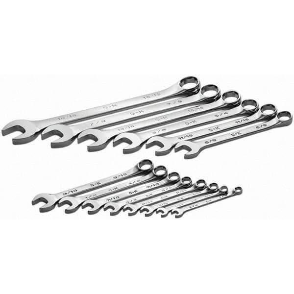 SK - 14 Piece, 1/4 to 5/16", Combination Wrench Set - Inch System of Measurement, Chrome Finish - Apex Tool & Supply