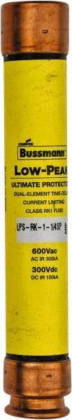 Cooper Bussmann - 300 VDC, 600 VAC, 1.25 Amp, Time Delay General Purpose Fuse - Fuse Holder Mount, 127mm OAL, 100 at DC, 300 at AC (RMS) kA Rating, 13/16" Diam - Apex Tool & Supply