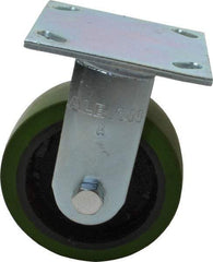 Albion - 5" Diam x 2" Wide x 6-1/2" OAH Top Plate Mount Rigid Caster - Polyurethane, 1,000 Lb Capacity, Precision Sealed Bearing, 4 x 4-1/2" Plate - Apex Tool & Supply