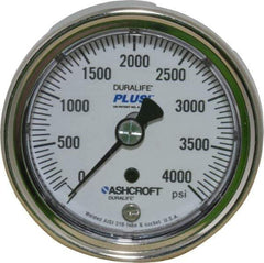 Ashcroft - 2-1/2" Dial, 1/4 Thread, 0-4,000 Scale Range, Pressure Gauge - Center Back Connection Mount, Accurate to 1% of Scale - Apex Tool & Supply