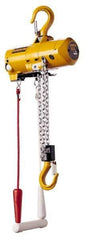 Harrington Hoist - 1/4 Ton Load Limit, 10' Max Height Top Hook Air Hoist - 48 SCFM at 90 PSI, 32 FPM Lift Speed, 12" Min Headroom, Pull Cord Control - Apex Tool & Supply
