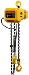 Harrington Hoist - 1 Ton Capacity, 16 FPM Lift Speed, Hook Mounted Hoist - 20' Max Lift, 16.1" Min Headroom, 1 Chain - Apex Tool & Supply